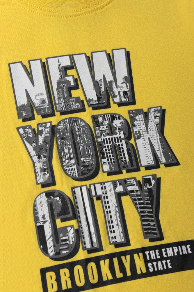 2 Pack Stripe City T-Shirts Black And Yellow