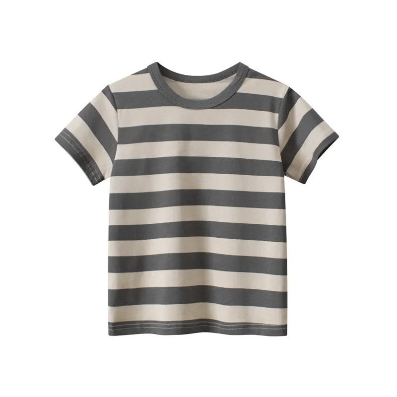 Baby Striped Pattern Crewneck Short Sleeve Tees by MyKids-USA™