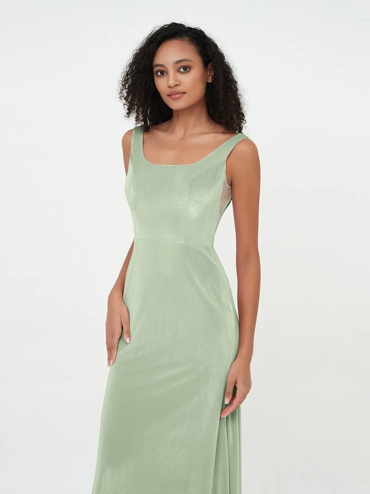 Bateau Neck Mermaid Long Velvet Dresses Dusty Sage Plus Size