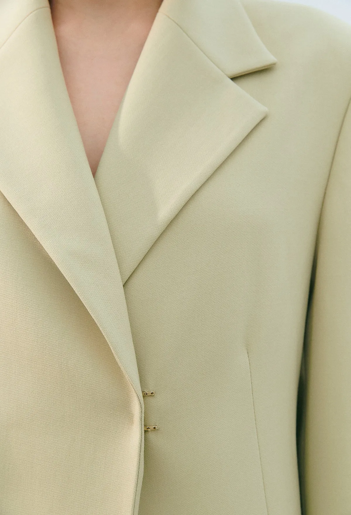 Buckle Detail Tailored Jacket In Beige