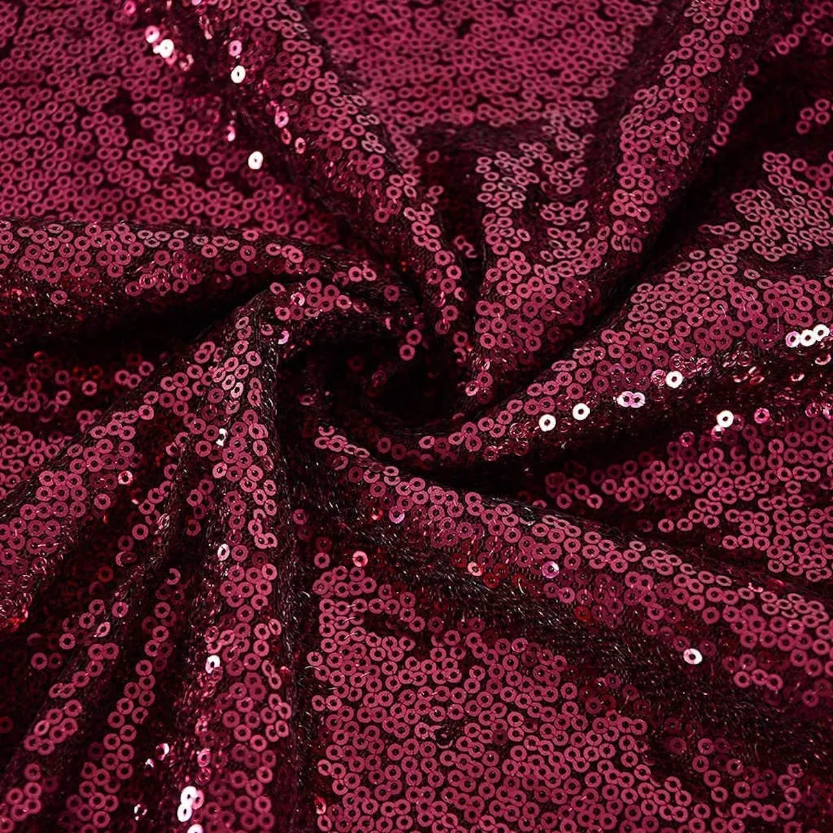 Burgundy Mini Disc All Over Sequin Nylon Mesh Fabric