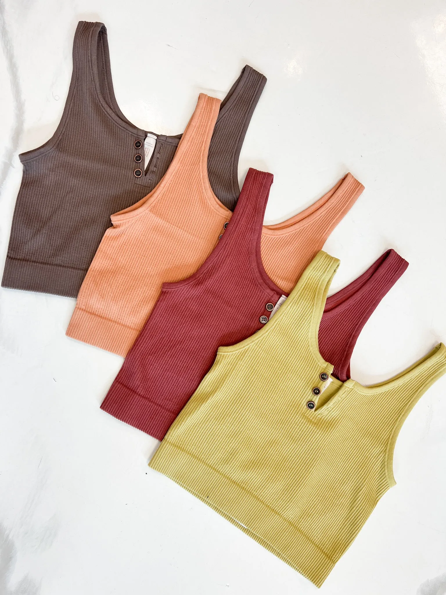 Button Ribbed Tanks (Fall Colors)