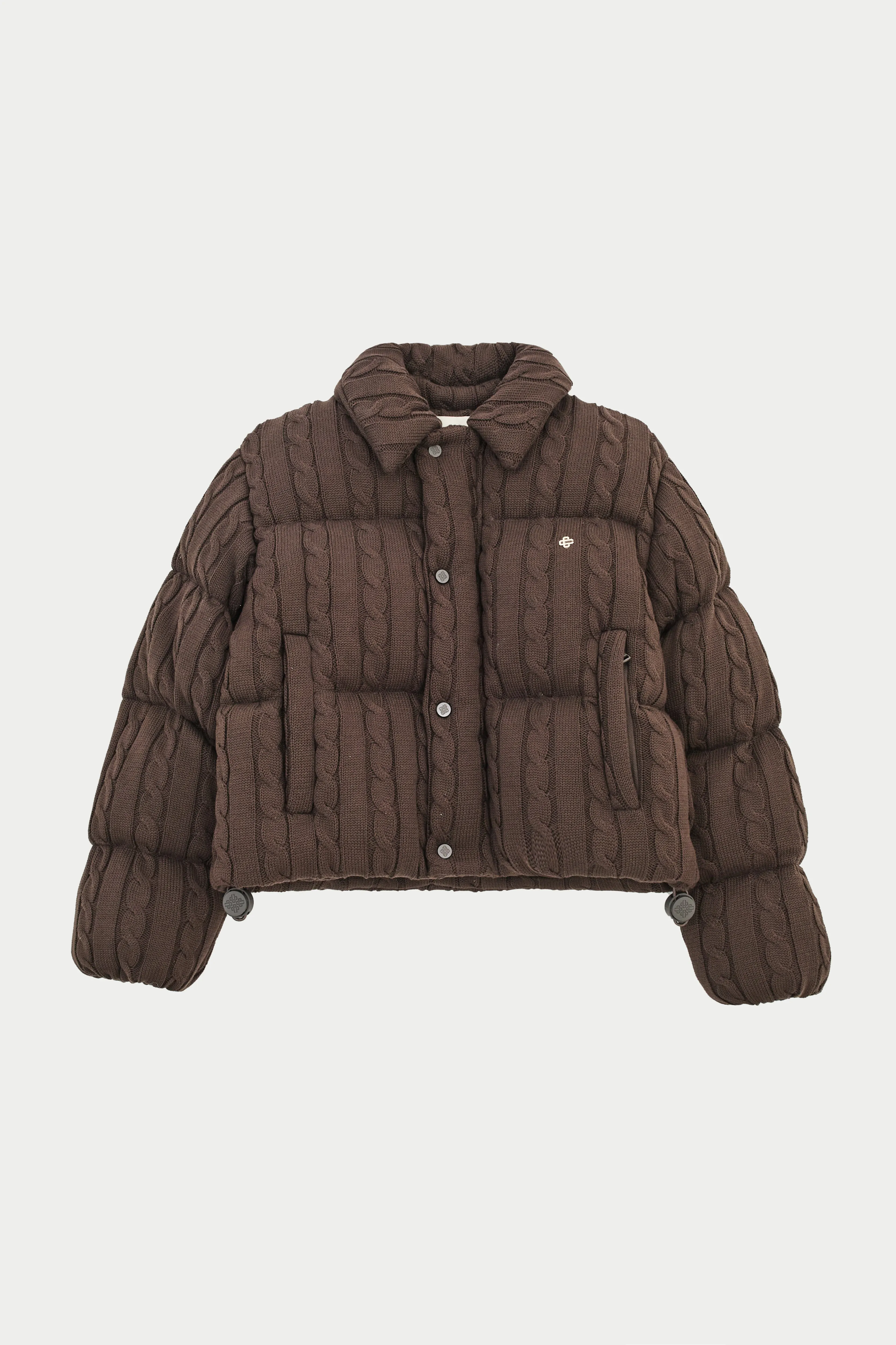 CABLE KNITTED PUFFER - BROWN