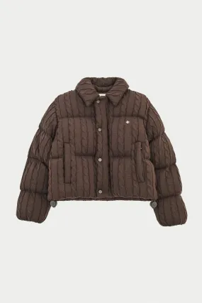 CABLE KNITTED PUFFER - BROWN