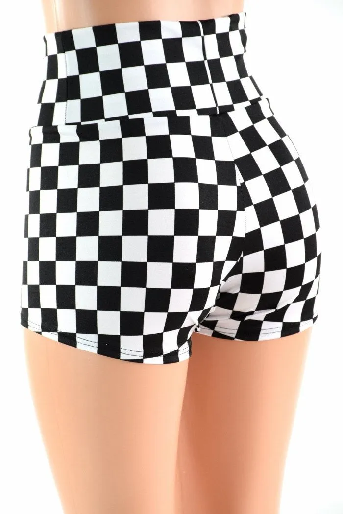 Checkered High Waist Shorts