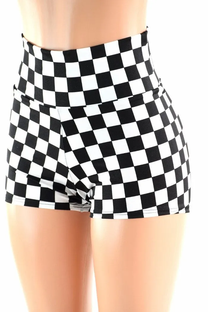 Checkered High Waist Shorts