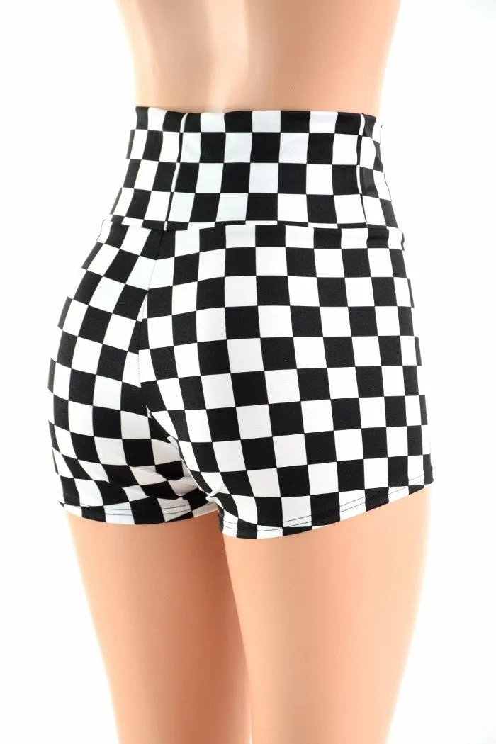 Checkered High Waist Shorts