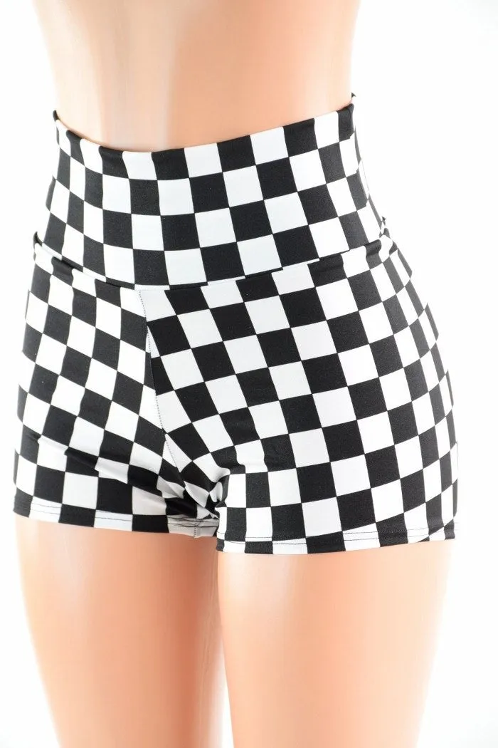 Checkered High Waist Shorts