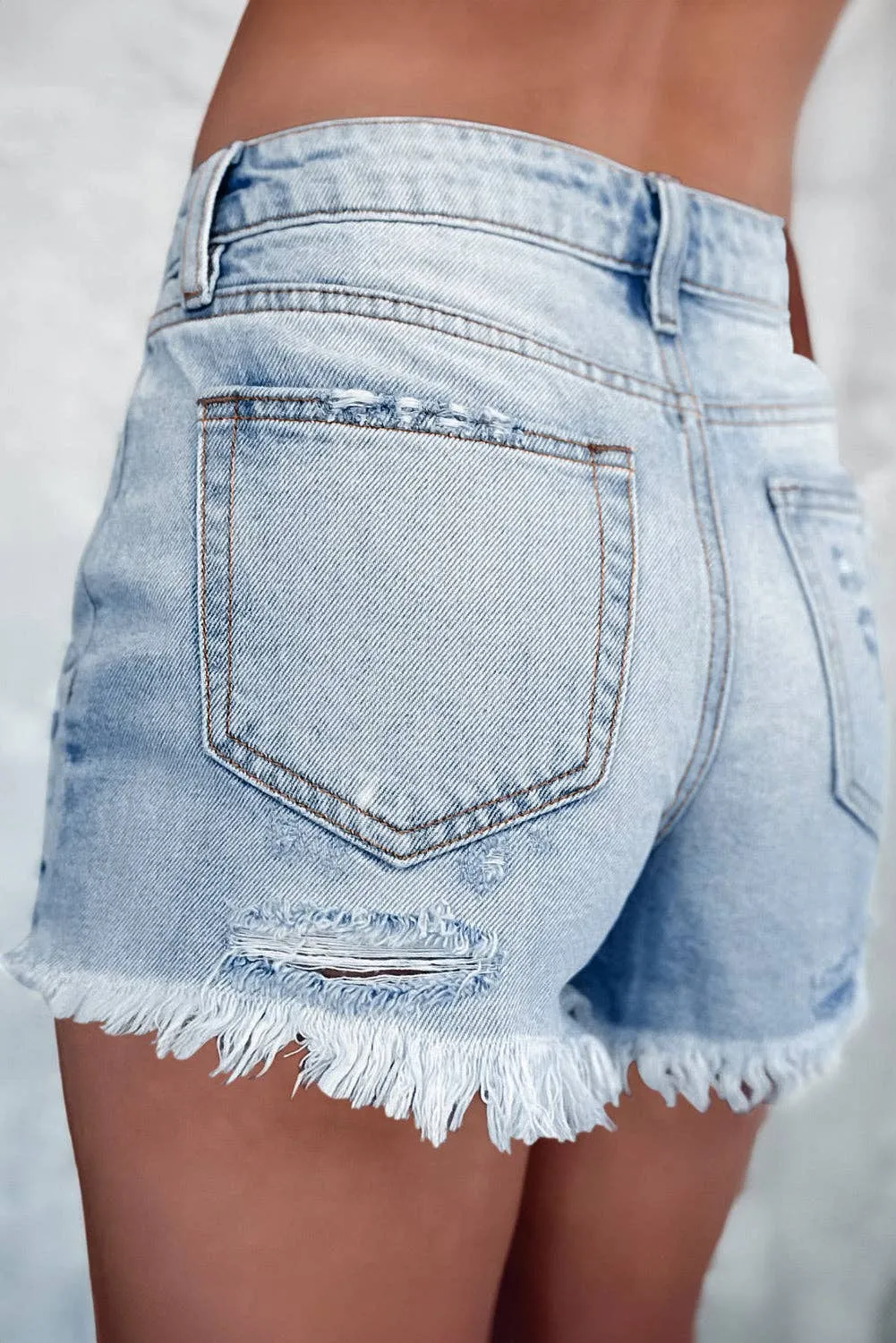 Distressed Ripped High Waist Shorts