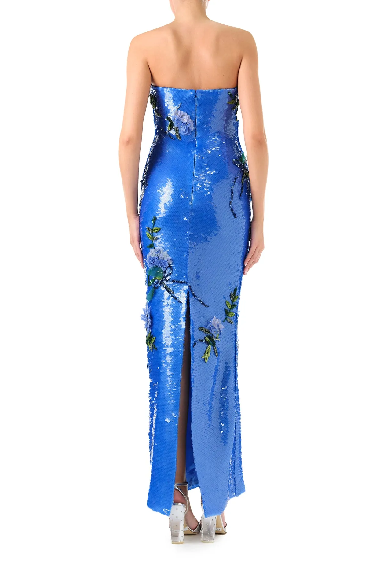 Floral Embroidered Sequin Gown