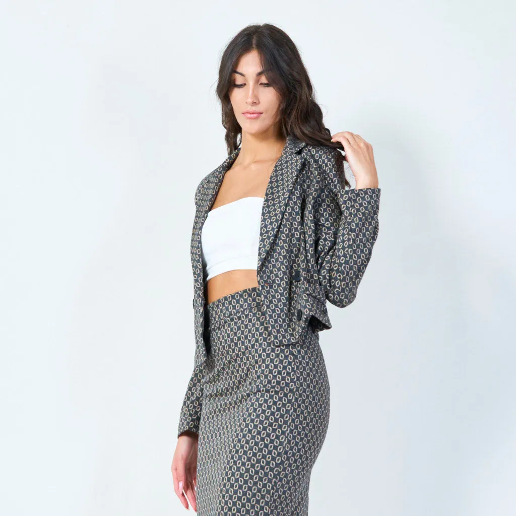 Geometric printed tailored blazer wholesale