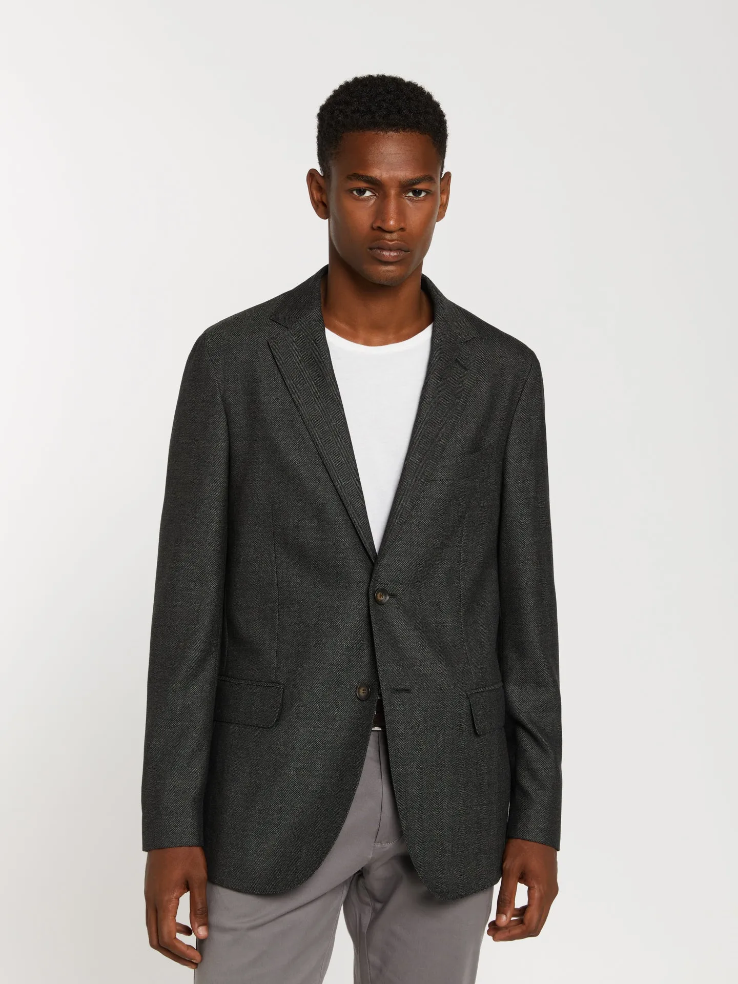 Herringbone wool blend blazer