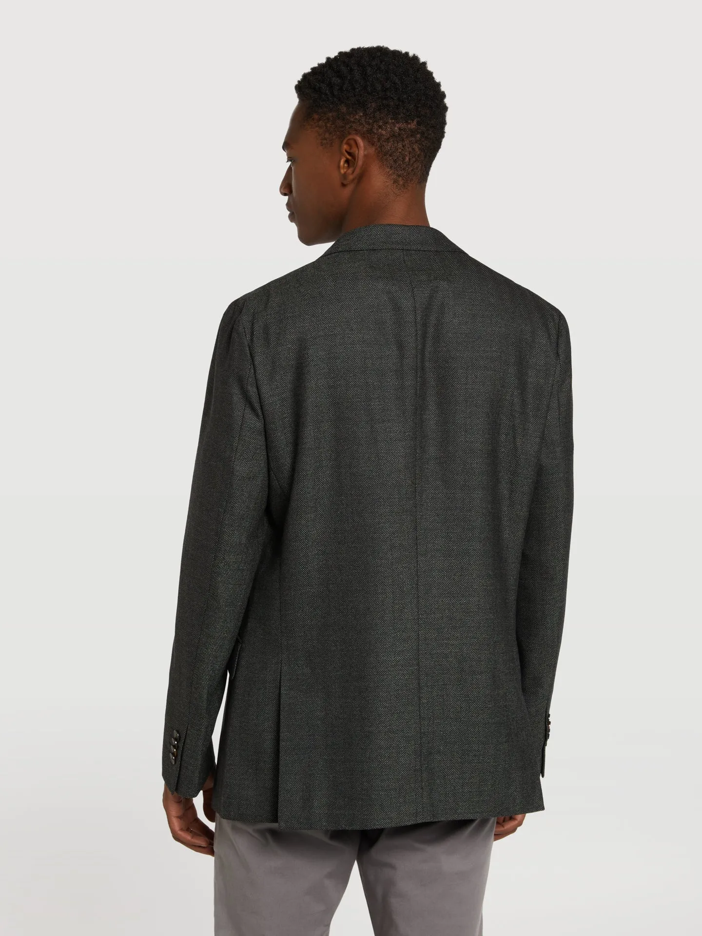 Herringbone wool blend blazer