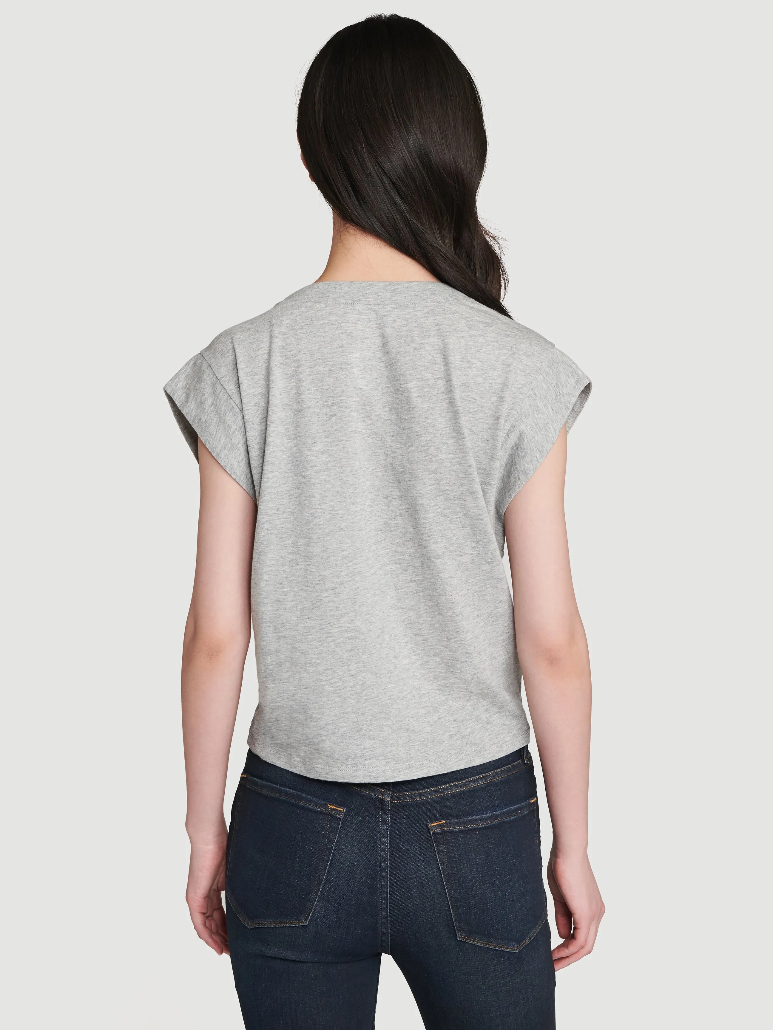 Le High Rise V Neck Tee -- Gris Heather