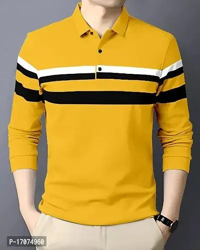 Men Cotton Blend Striped Polos