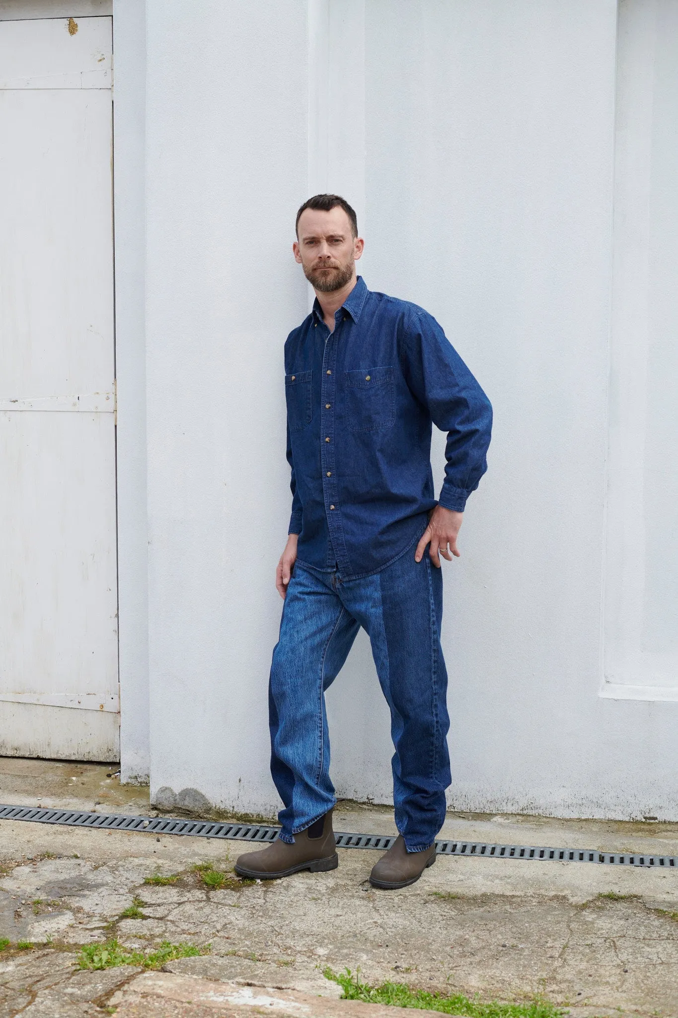 Men's Classic Denim Shirt Dark Blue