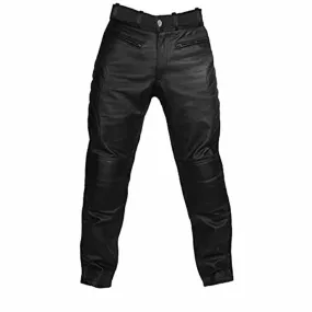 Mens Motorcycle Bikers Style Black Leather Pants Jeans Trousers - Jeans3