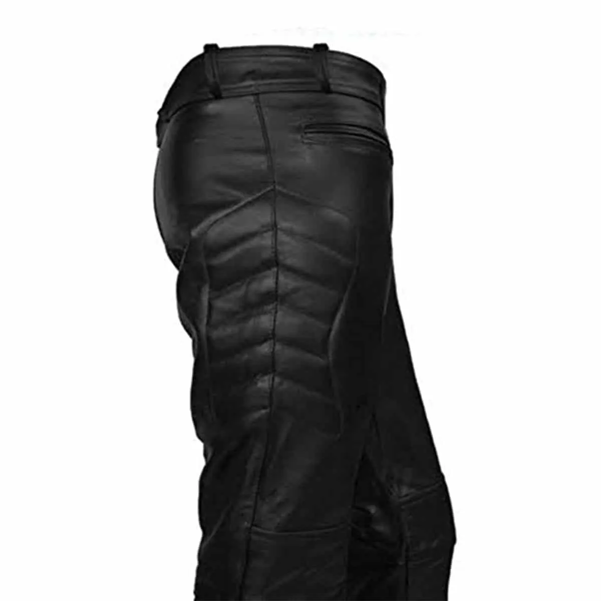 Mens Motorcycle Bikers Style Black Leather Pants Jeans Trousers - Jeans3