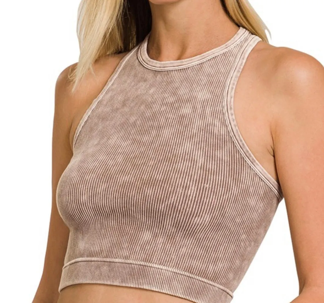 Mineral Wash Cropped Tanks