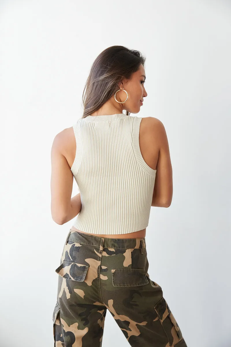 Norma High Neck Ribbed Top