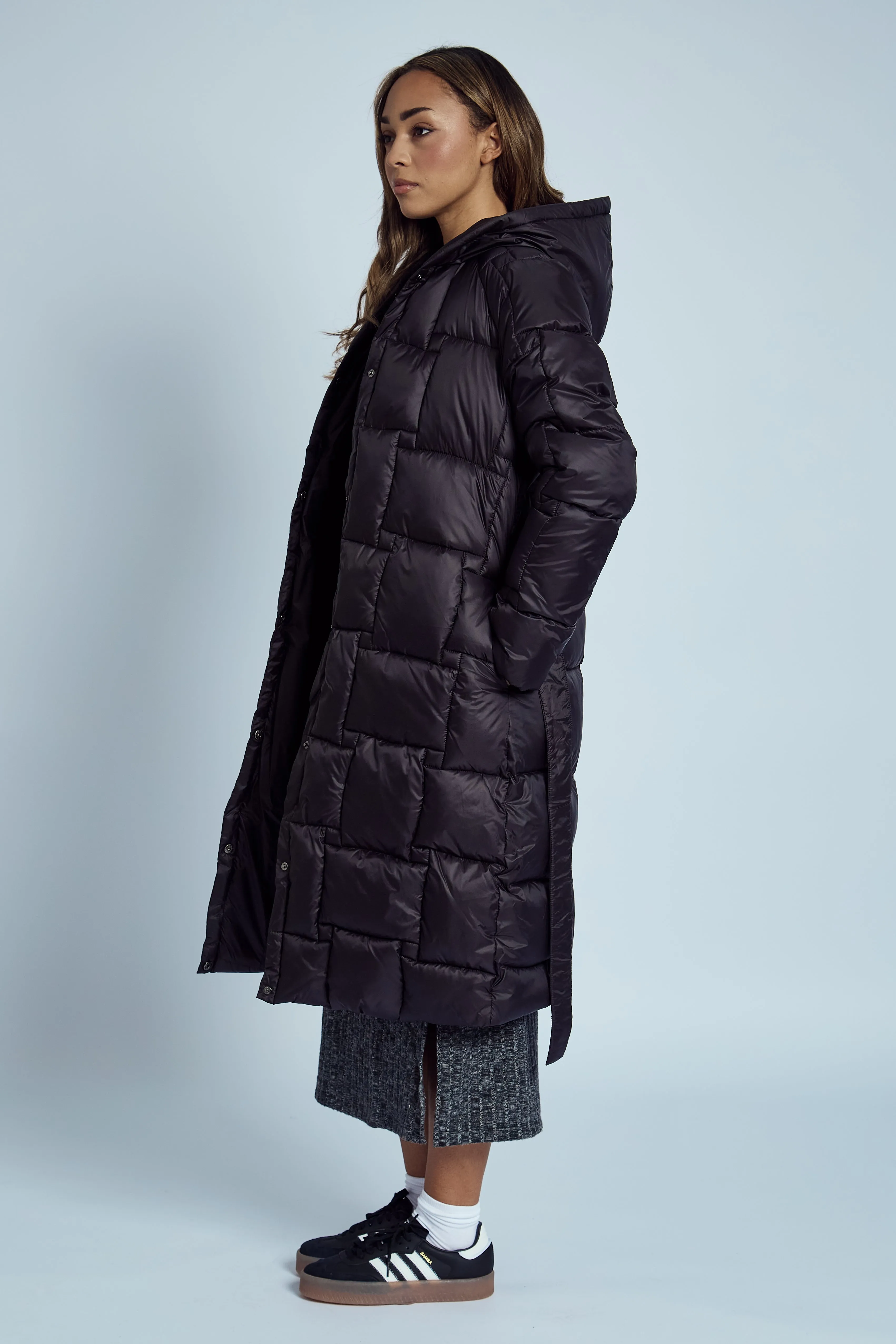 OPHELIA HOODED LONGLINE PUFFER COAT