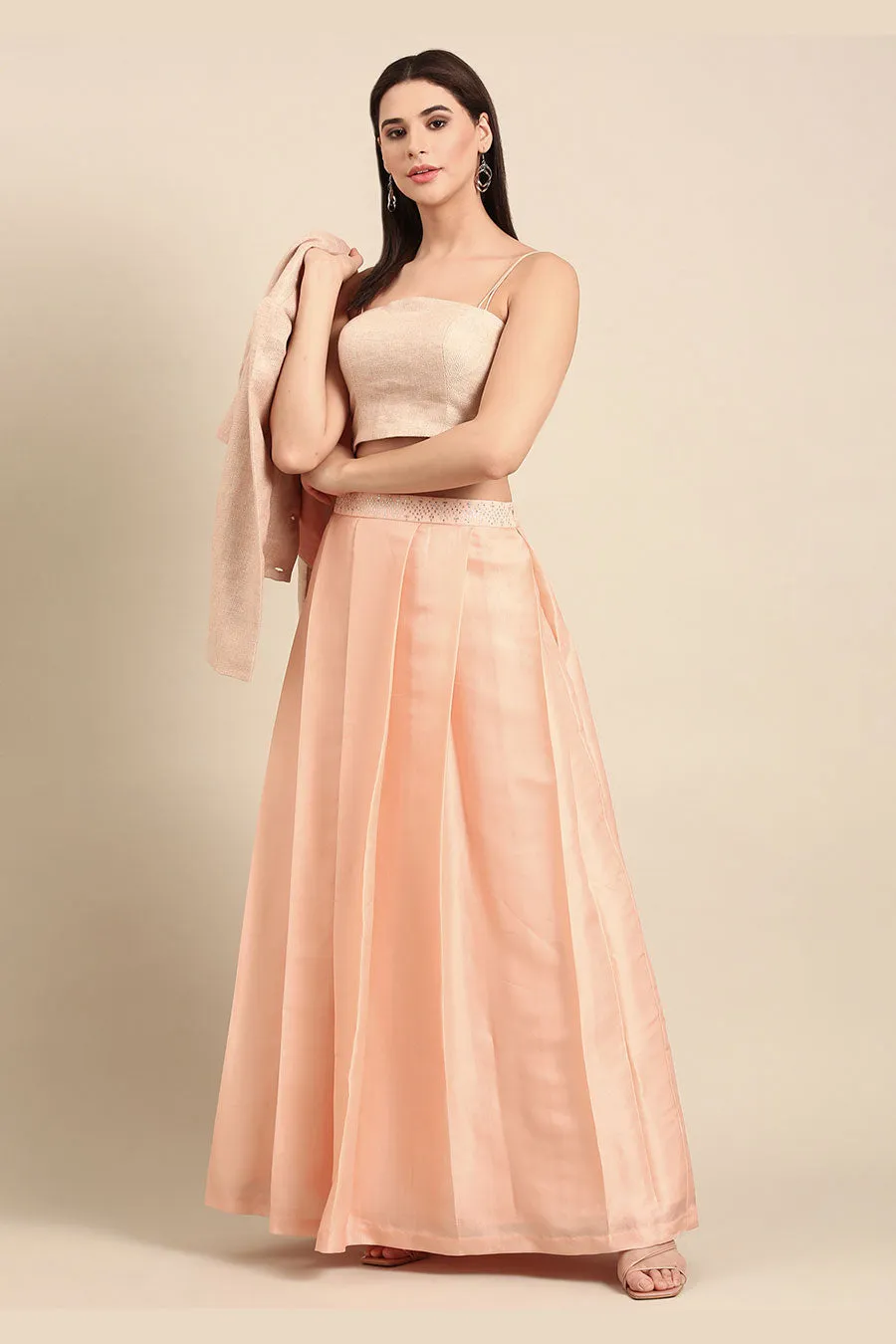 Pink Pleated Lehenga