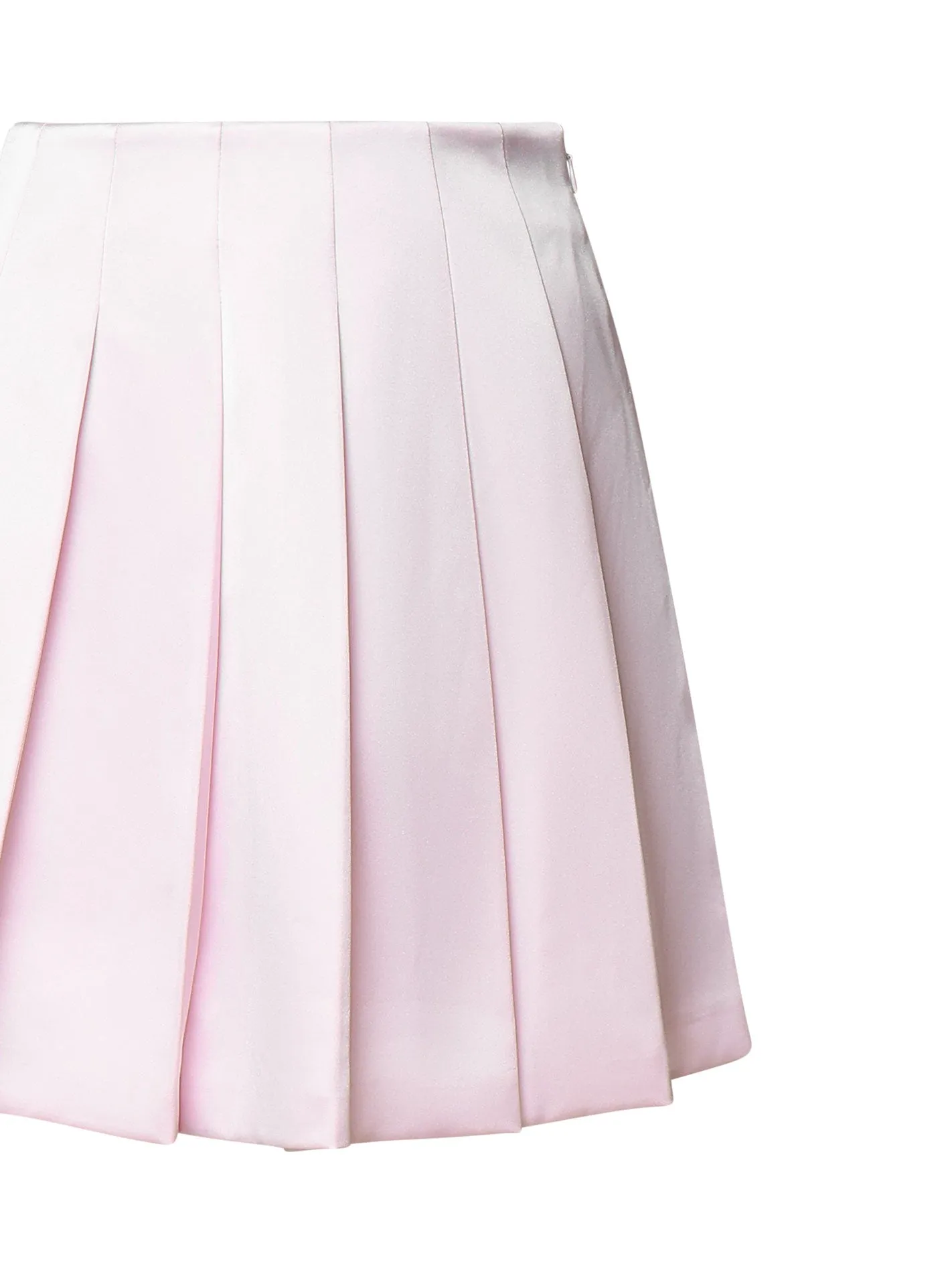 Pink Satin Pleated Miniskirt