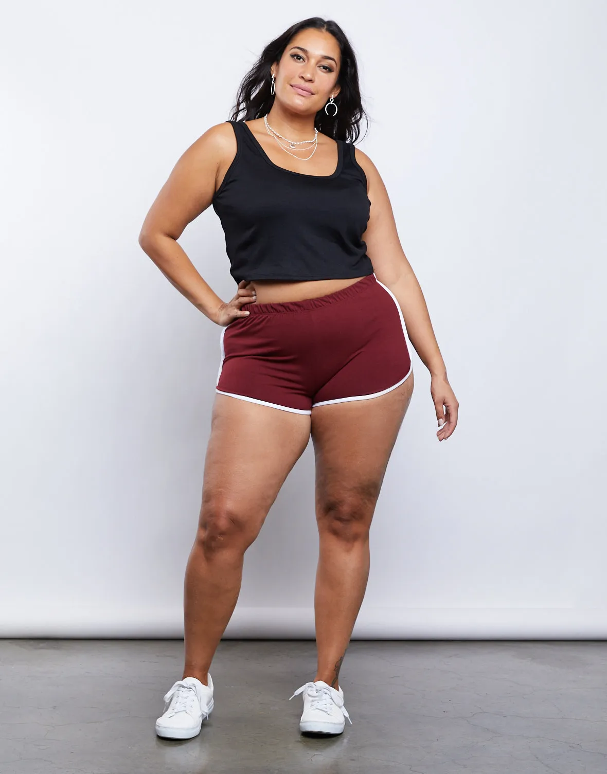 Plus Size Striped Sporty Shorts