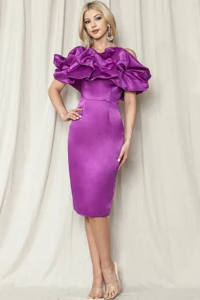 Purple Ruffle Midi Dress