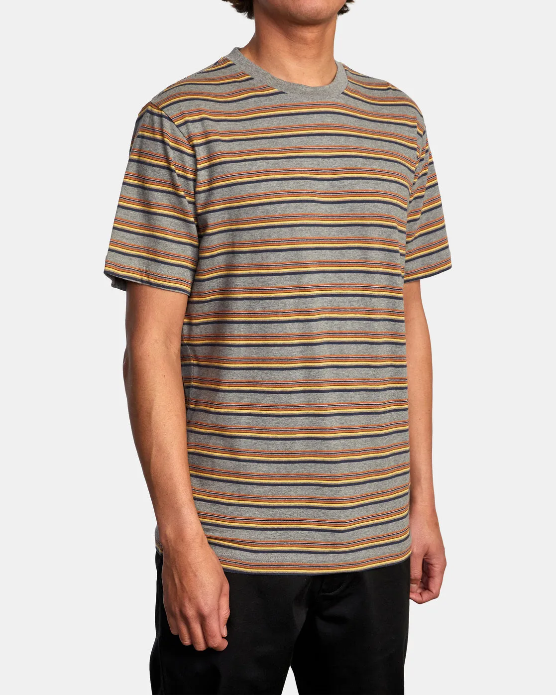 Ramshackle Micro Stripe Tee - Grey Noise