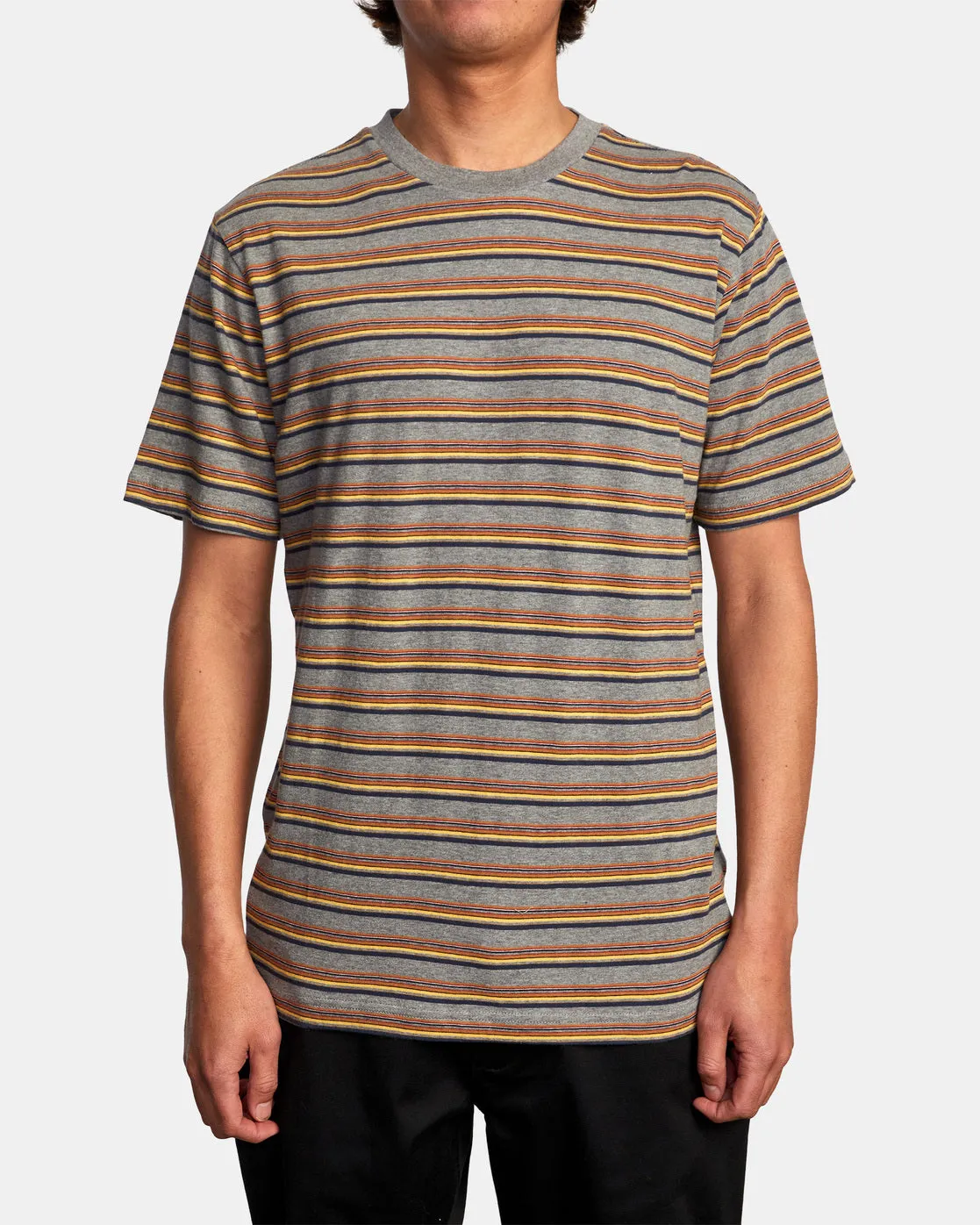 Ramshackle Micro Stripe Tee - Grey Noise