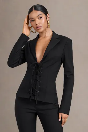 Runway Ready | Black Laced Corset Tailored Blazer