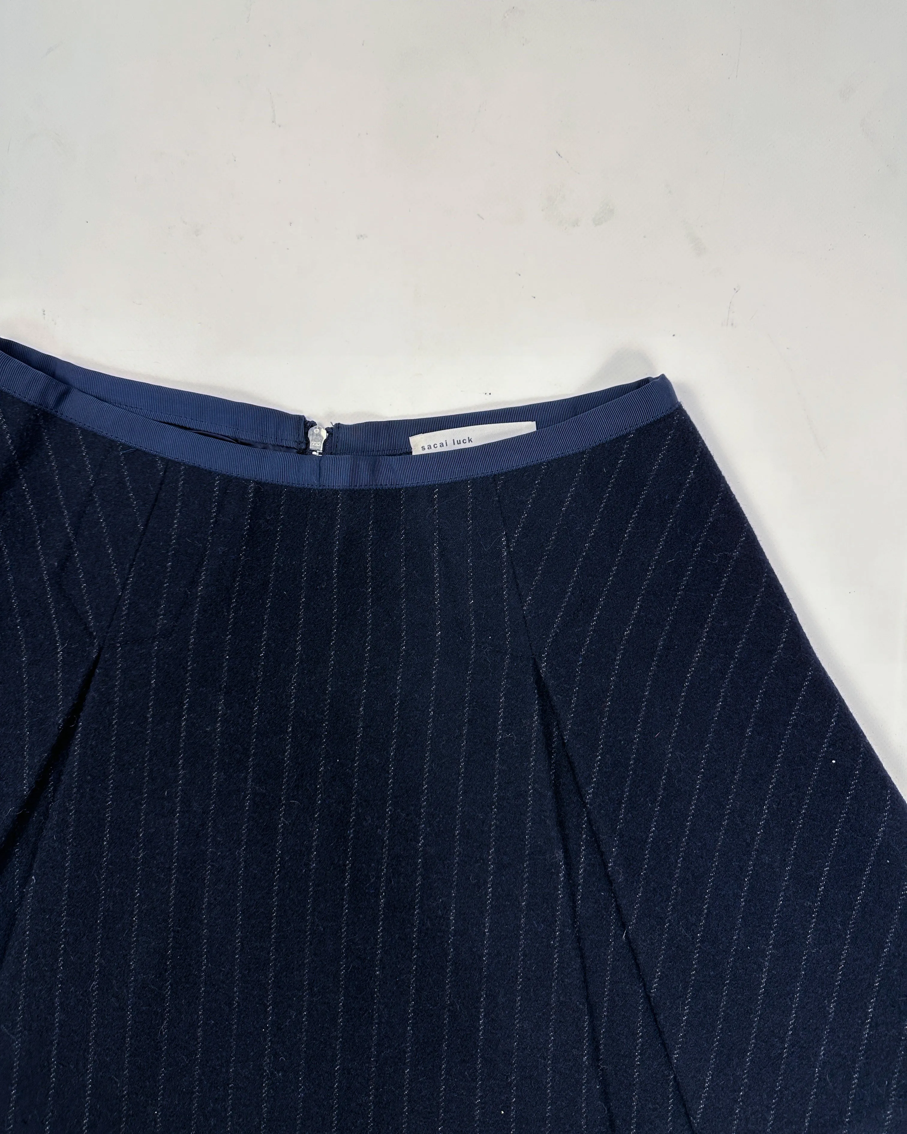 Sacai Wool Blue Pleated Skirt 2000's