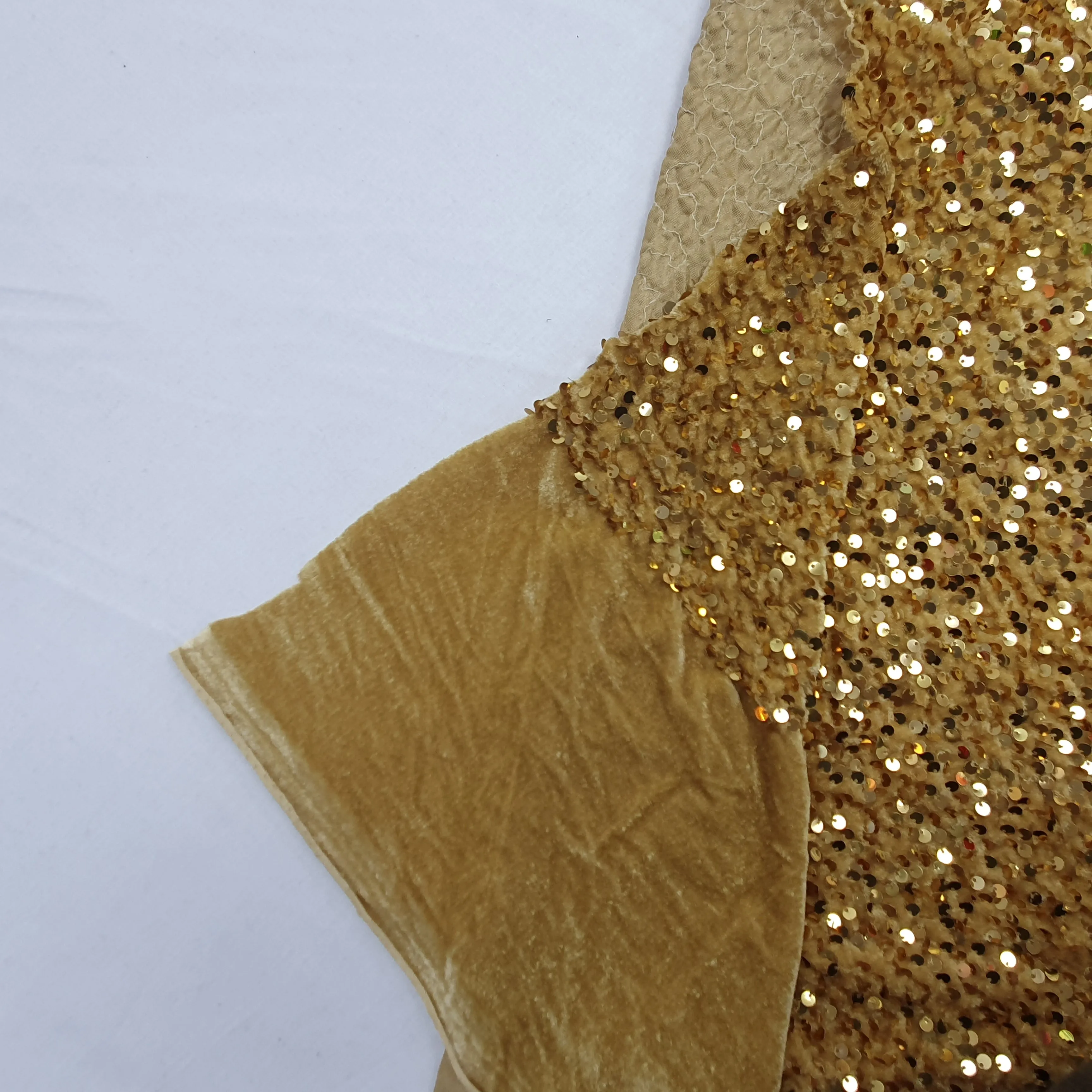 Sequin on Stretch Velvet With Luxury Sequins all Over 5mm Shining Sequin 2-way Stretch 60” Wide