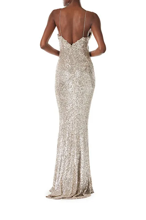 Spaghetti Strap Sequin Gown