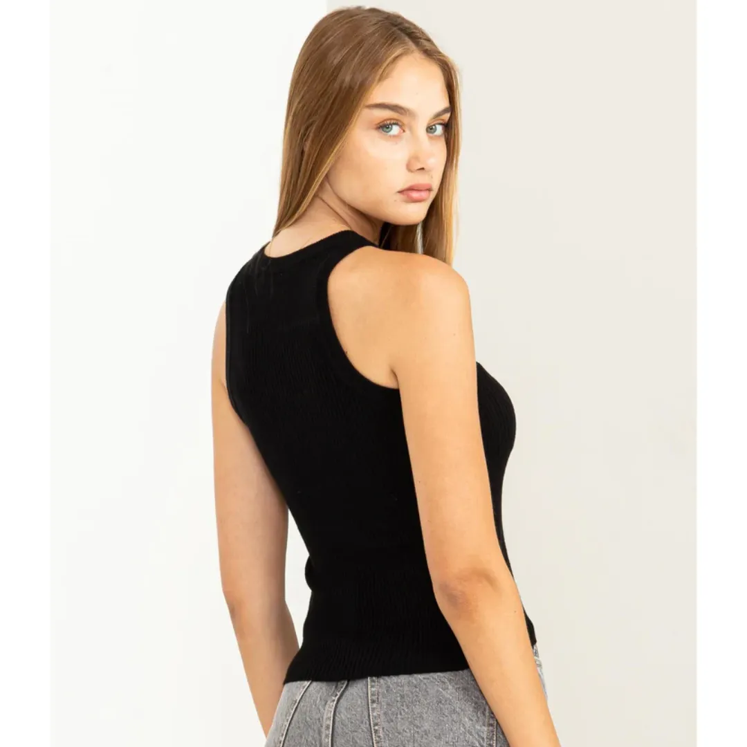 Stay Easy Ribbed Sweater Tank Top