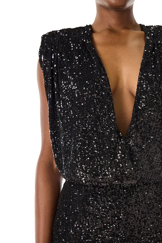 Stretch Sequin V-Neck Gown