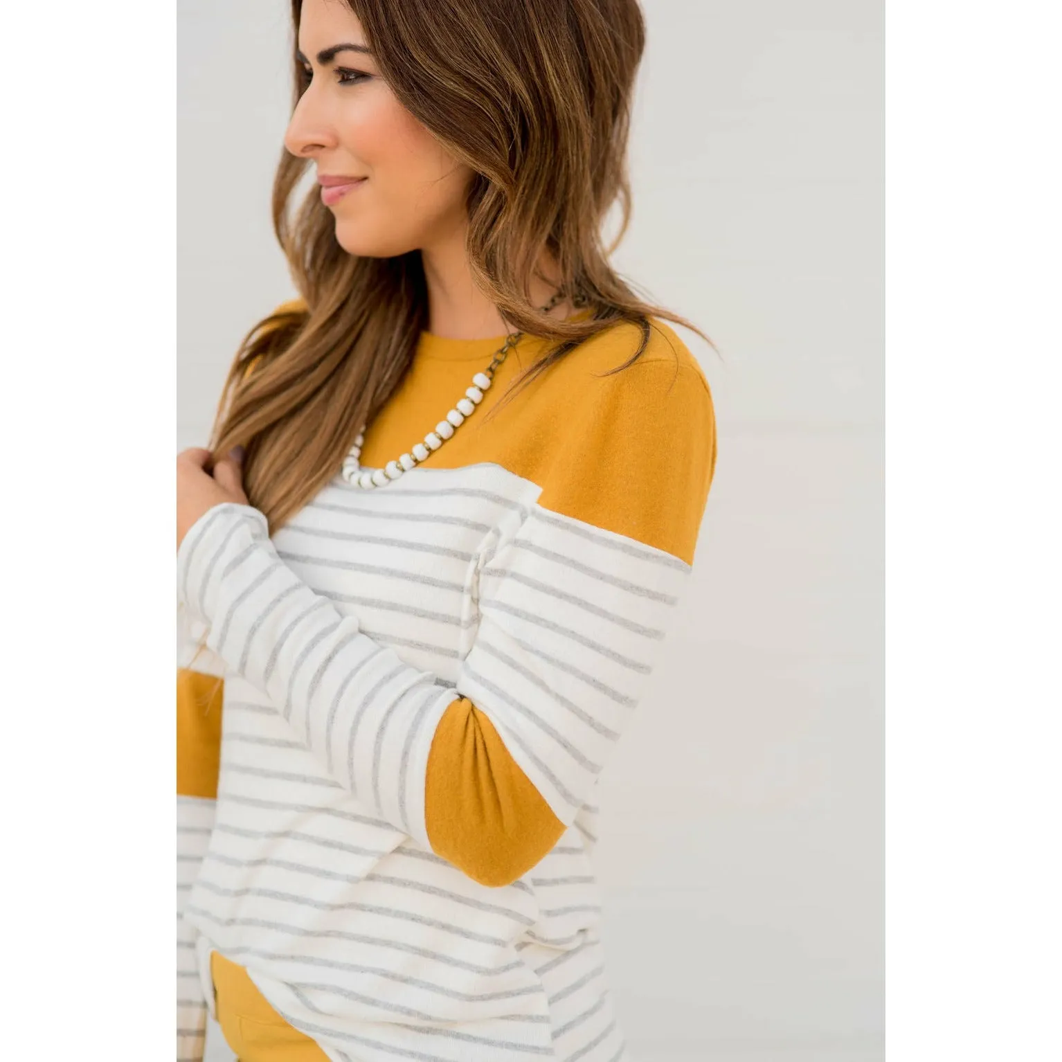 Striped Color Blocked Long Sleeve Tee