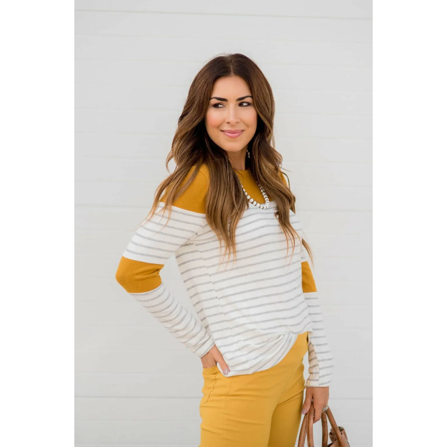 Striped Color Blocked Long Sleeve Tee