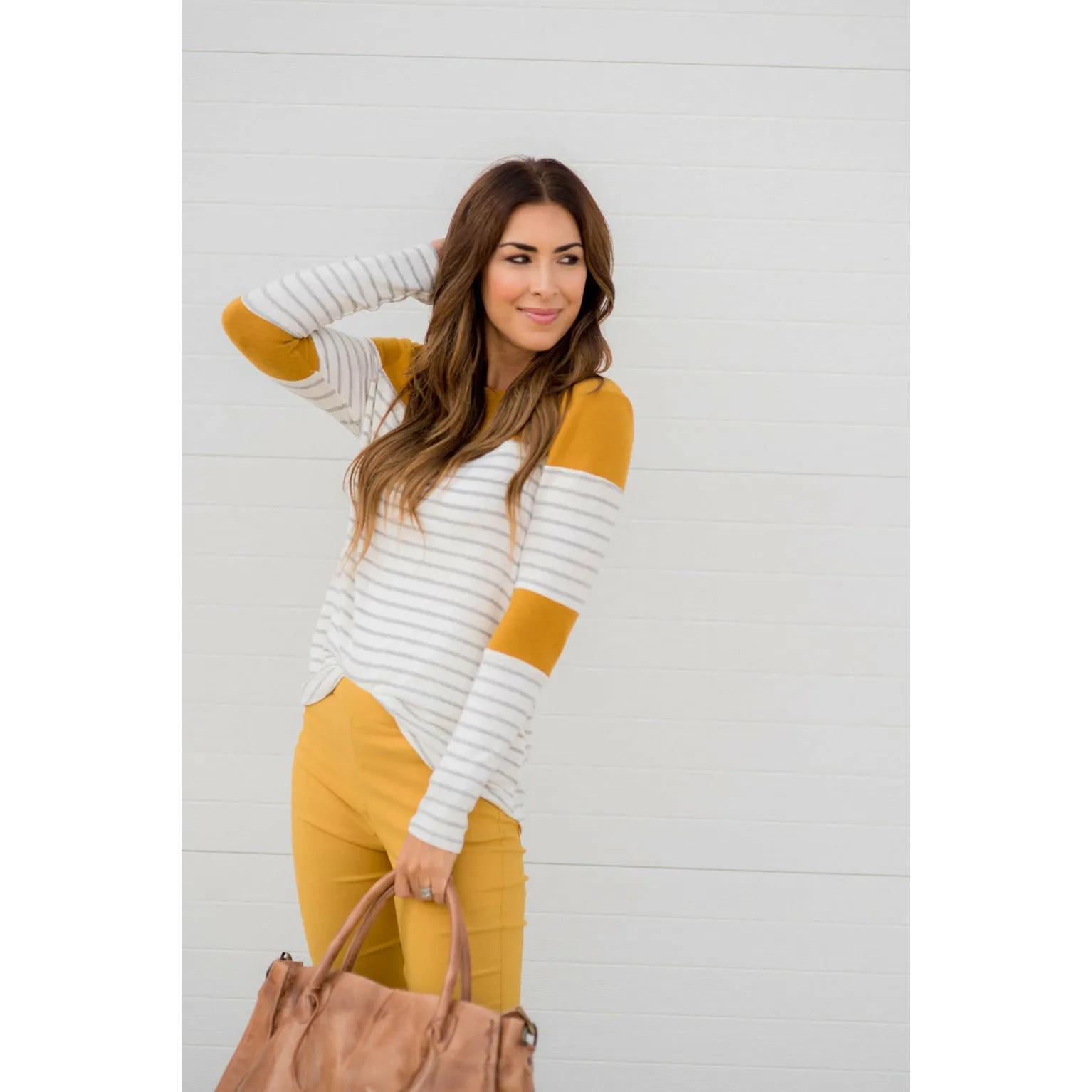 Striped Color Blocked Long Sleeve Tee