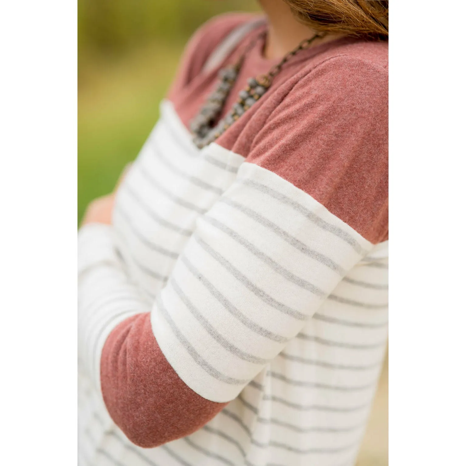 Striped Color Blocked Long Sleeve Tee