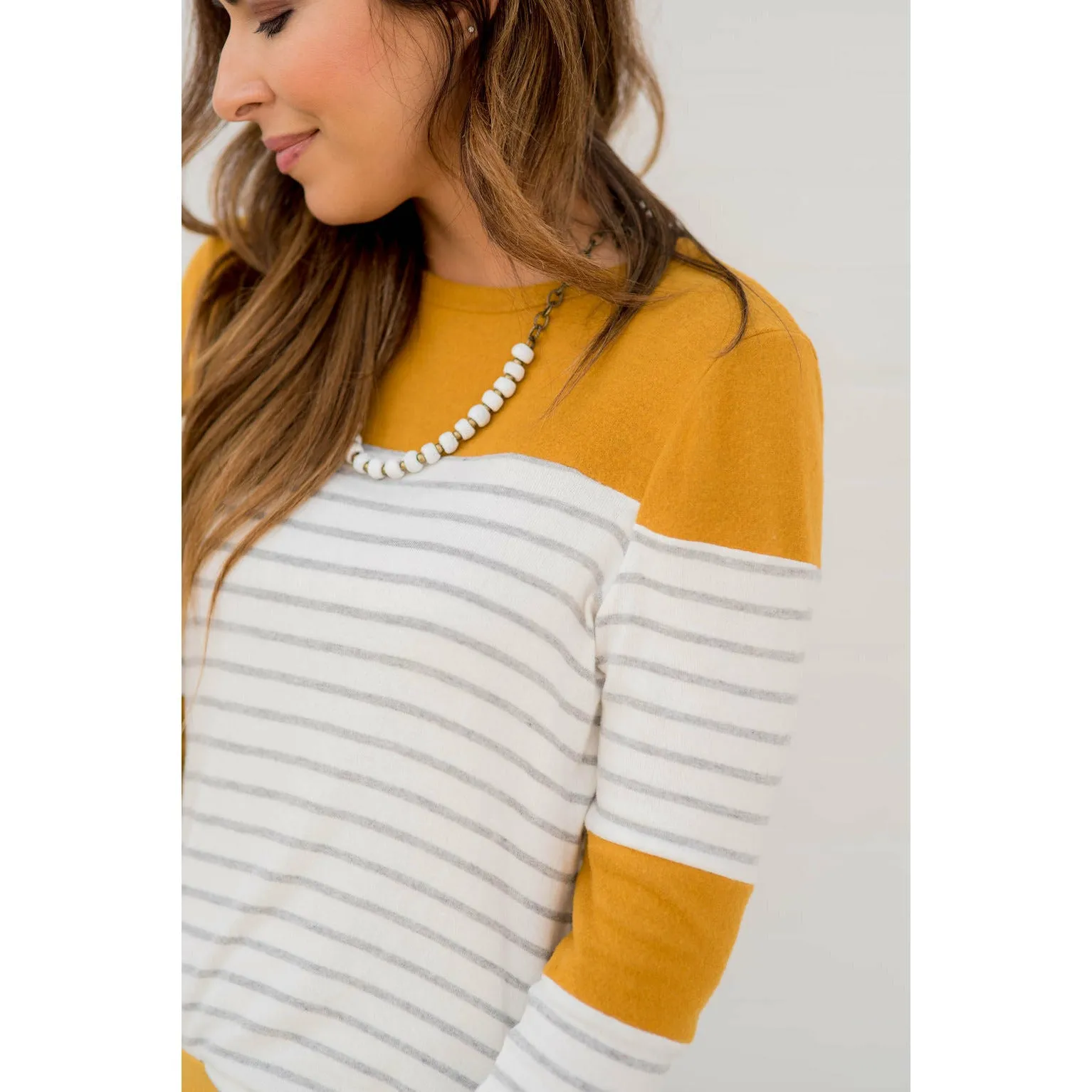 Striped Color Blocked Long Sleeve Tee