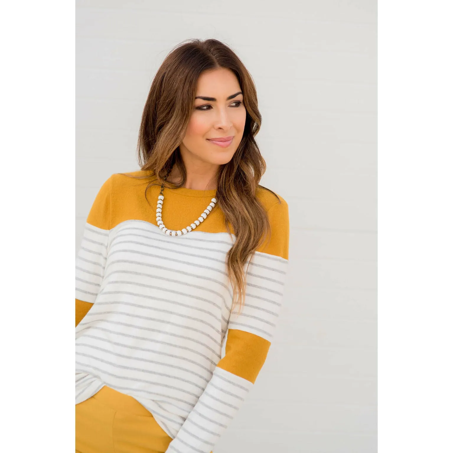 Striped Color Blocked Long Sleeve Tee