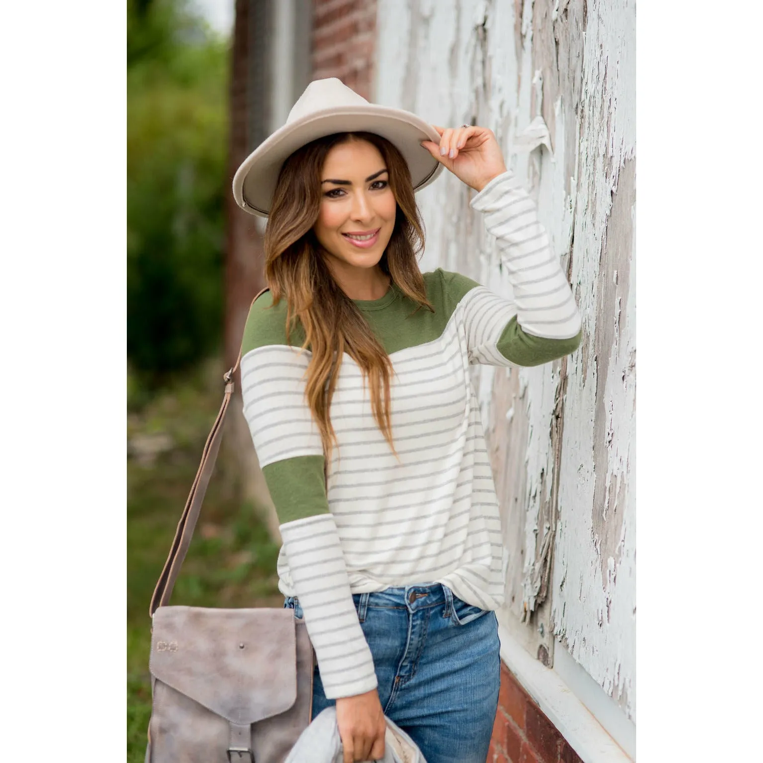 Striped Color Blocked Long Sleeve Tee