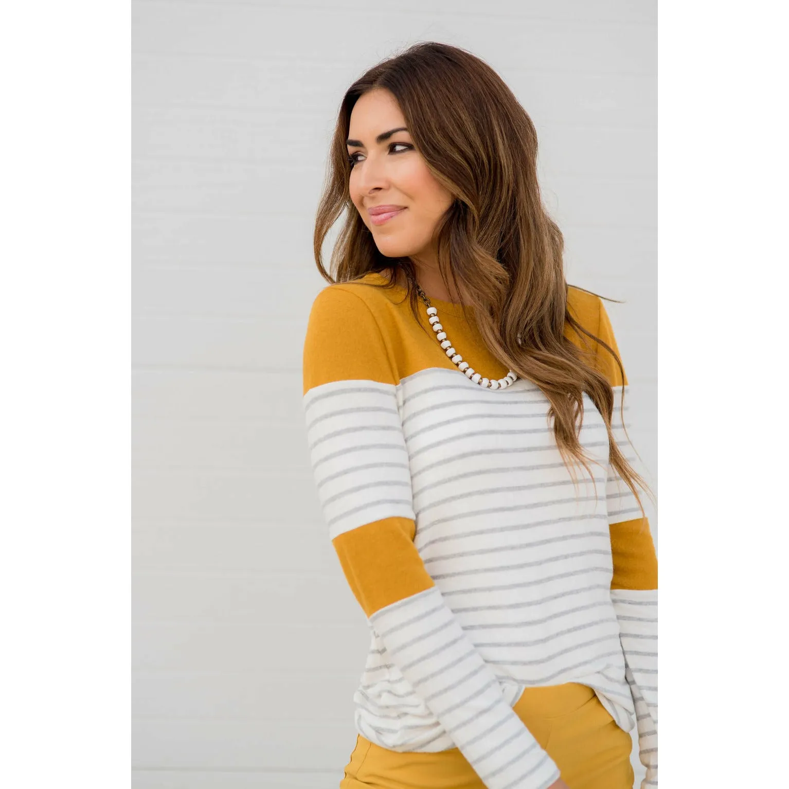 Striped Color Blocked Long Sleeve Tee