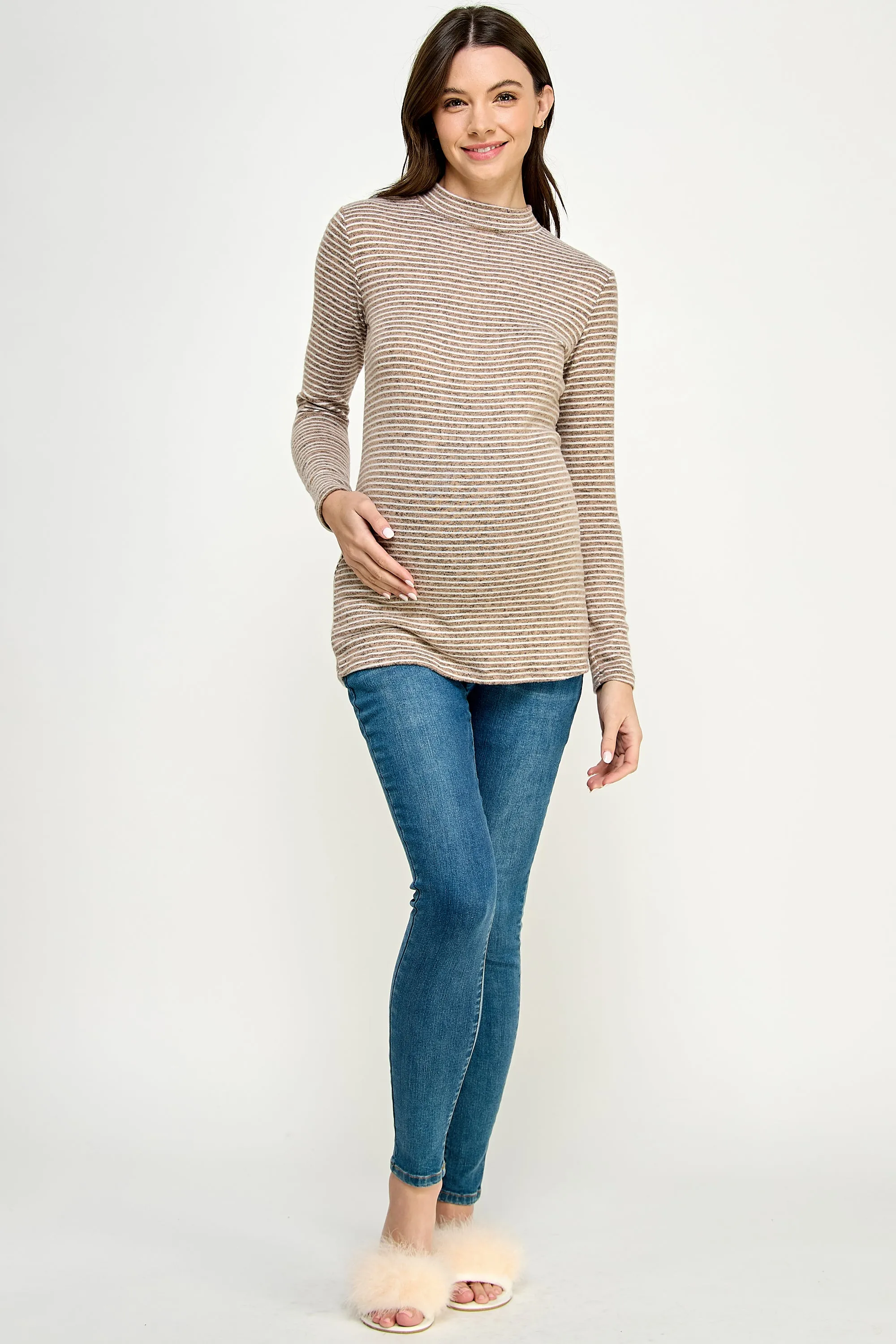 Striped Mock Neck Cozy Tee