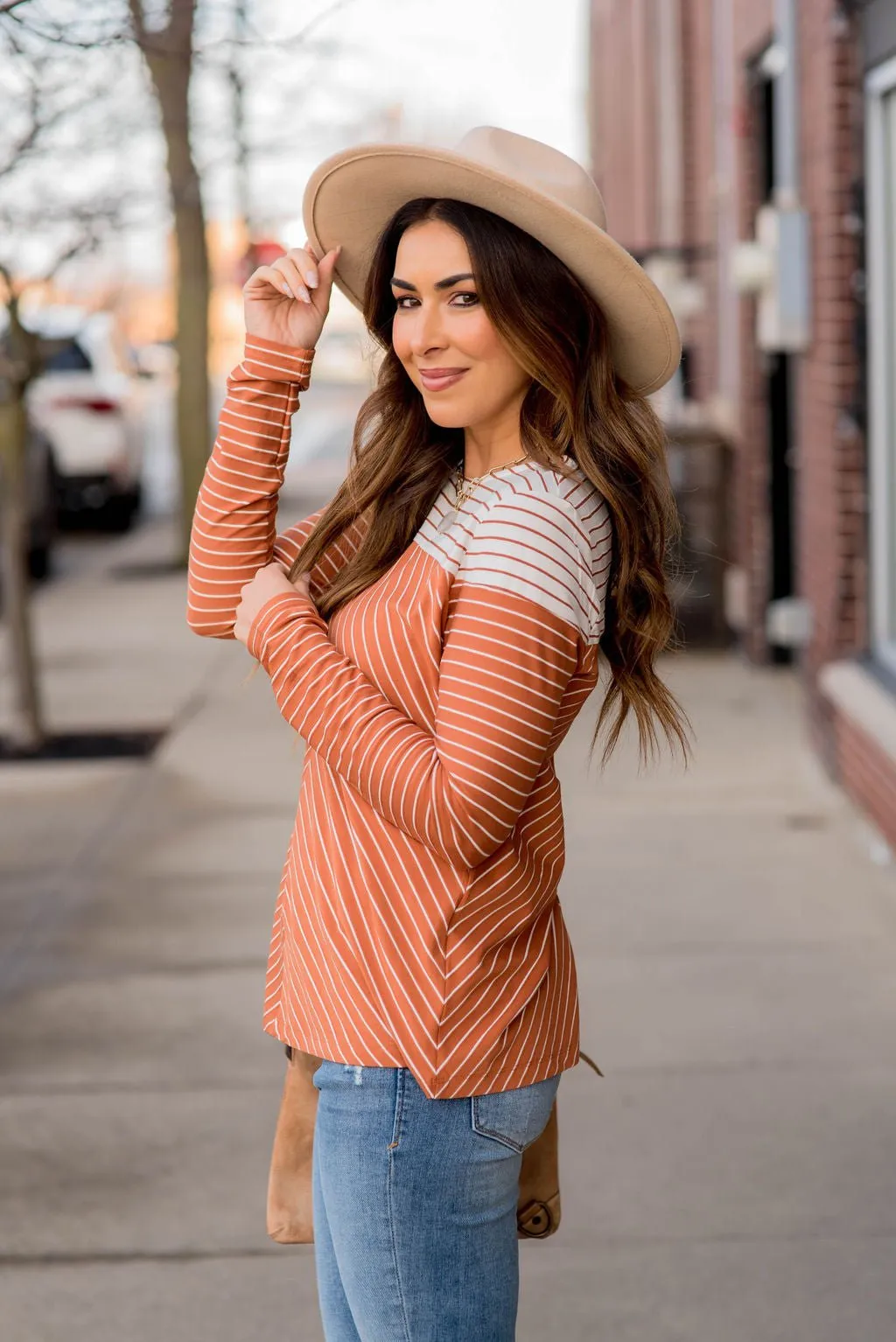 Striped Top Chevron Tee