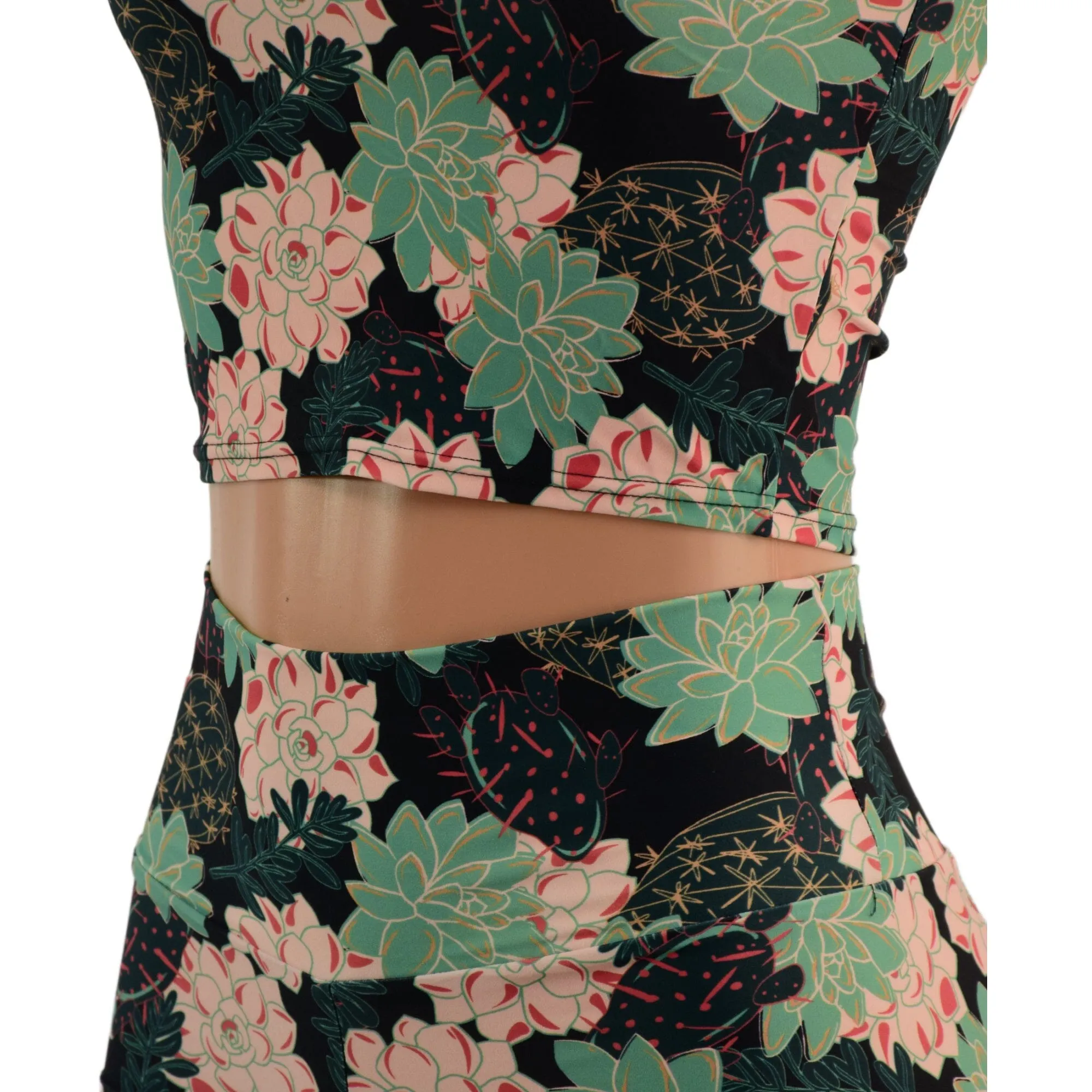 Succa For You Succulent Print High Waist Shorts OR Top READY to SHIP