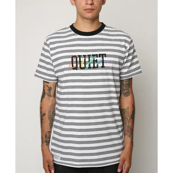 THE QUIET LIFE RAINBOW EMBROIDERED S/S TEE // STRIPE