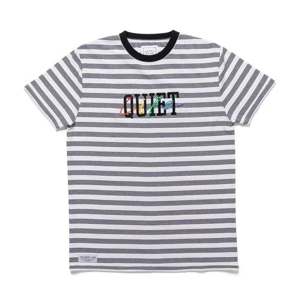 THE QUIET LIFE RAINBOW EMBROIDERED S/S TEE // STRIPE